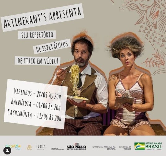 Cia. Artinerant´s apresenta o espetáculo de circo “Vizinhos” em seu canal do Youtube